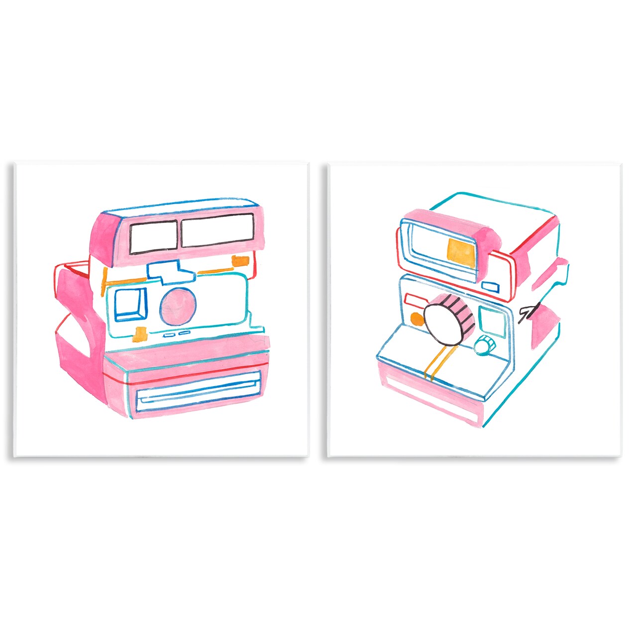 Stupell Industries Hand Drawn Vintage Camera 2 pc Wall Plaque Art Set Design by Melissa Wang